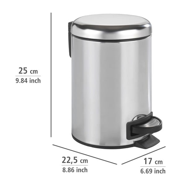 Coș de gunoi cu pedală Wenko Leman Shiny, 3 l, argintiu-image-3