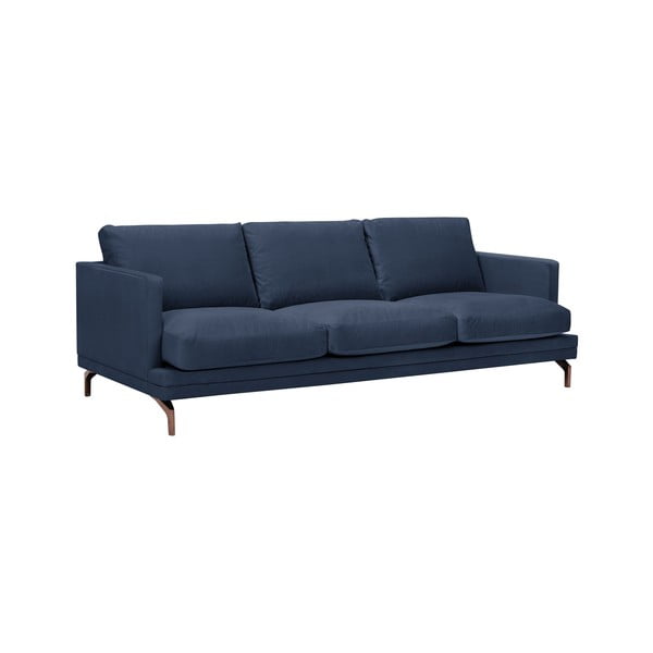 Canapea cu 3 locuri și picioare metalice aurii Windsor & Co Sofas Jupiter, albastru închis-image-1