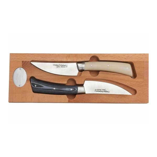 Set 2 cuțite din inox în cutie din lemn Jean Dubost