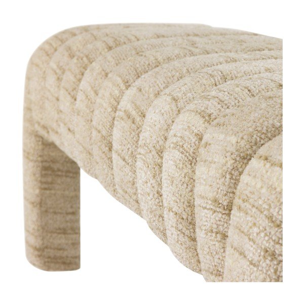 Bancă bej capitonată cu tapițerie din țesătură bouclé Frex – WOOOD-image-4