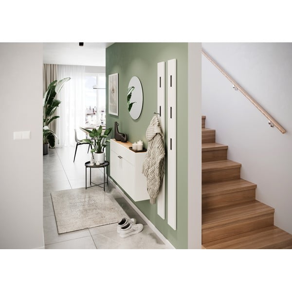 Dulap alb cu aspect de lemn de stejar 110x57x22 cm Ameca – Germania-image-1