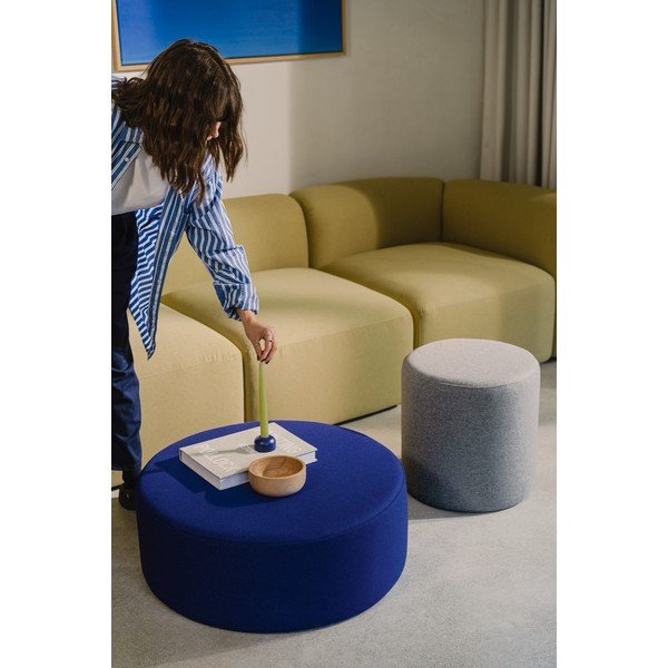 Puf albastru cu tapițerie din lână Folk – noo.ma-image-1