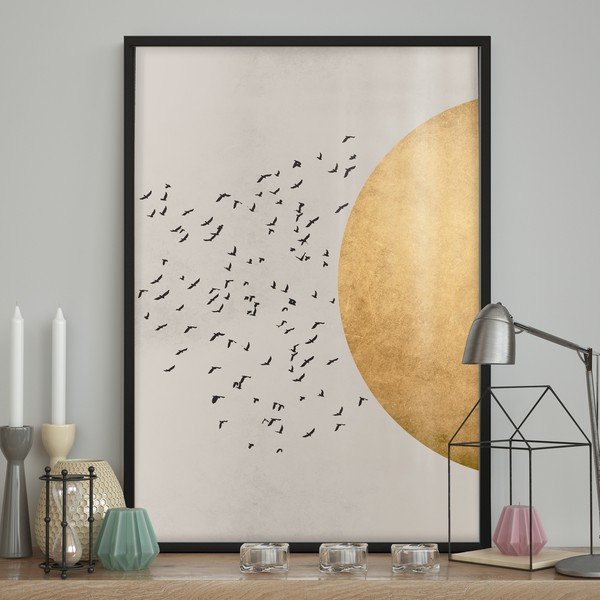Poster cu ramă pentru perete BIRDS/SILHOUTTE, 50 x 70 cm-image-1