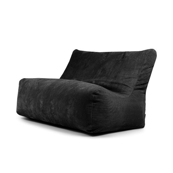 Fotoliu bean bag negru cu tapițerie din catifea reiată Sofa Seat Lounge – SLOWDOWN