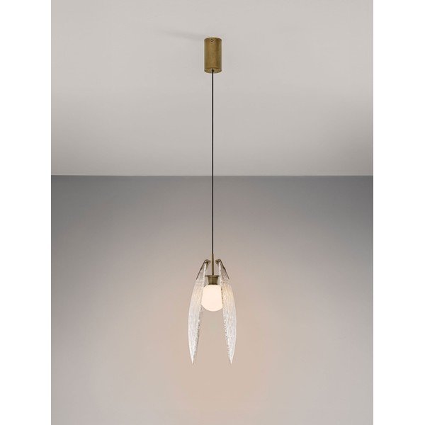 Lustră alămie LED din oțel cu abajur din sticlă Shelina – Nova Luce-image-3