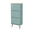Pantofar cu detalii în decor de stejar și 3 compartimente Tenzo Dot, verde