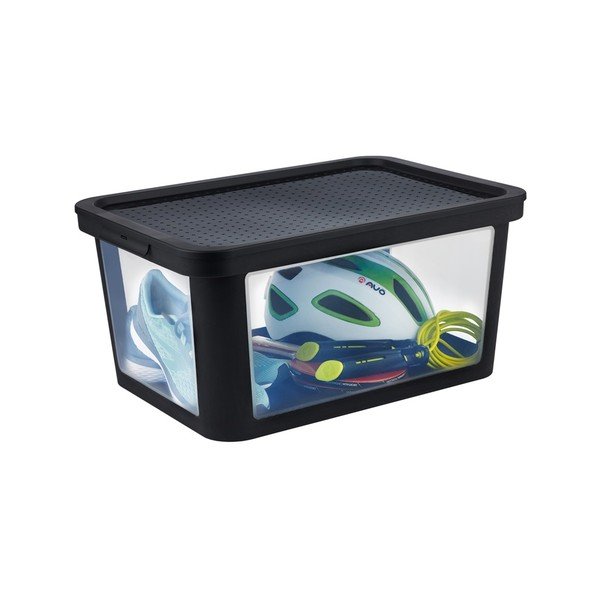 Capac pentru cutie de depozitare negru din plastic 57x39x3 cm Albris – Rotho-image-4