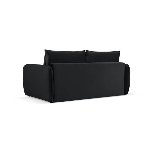 Canapea neagră extensibilă cu tapițerie din catifea 194 cm Vienna – Cosmopolitan Design-image-3