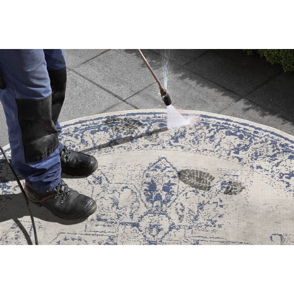 Covor adecvat pentru exterior NORTHRUGS Borbon, ø 140 cm, albastru-crem-image-2