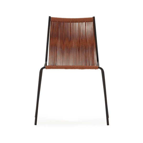 Scaune de dining teracotă stivuibile 2 buc. din metal Emily – Marckeric-image-4