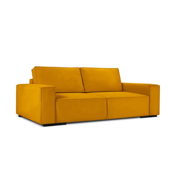 Canapea extensibilă din catifea Mazzini Sofas Azalea, galben