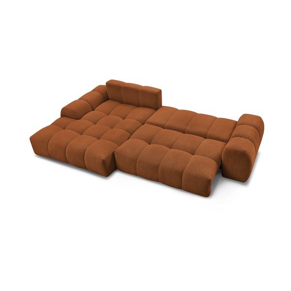 Colțar teracotă extensibil/cu spațiu de depozitare cu tapițerie din chenille (cu colț pe partea stângă/cu șezlong) Everest – Bobochic Paris-image-4