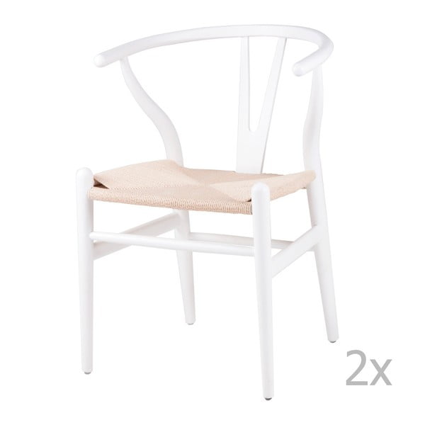 Set 2 scaune din lemn sømcasa Ada, alb