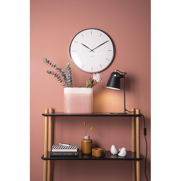 Ceas din sticlă pentru perete Karlsson Leaf, ø 40 cm, alb-image-1