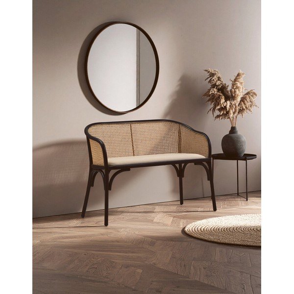 Bancă neagră/în culoare naturală capitonată Cebu – Premier Housewares-image-1