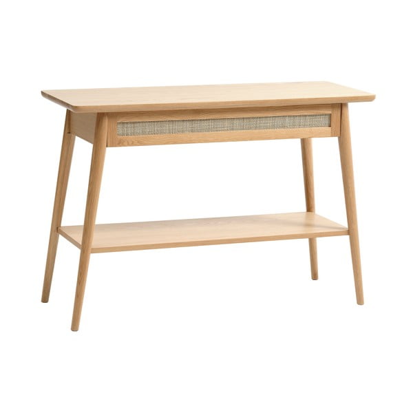 Masă consolă în culoare naturală cu blat cu aspect de lemn de stejar 40x110 cm Barrali – Unique Furniture-image-3