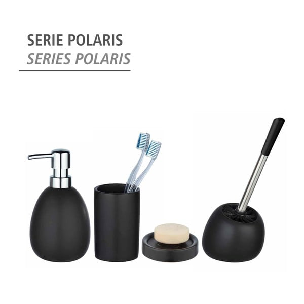 Perie de toaletă cu suport din ceramică Wenko Polaris, negru-image-2