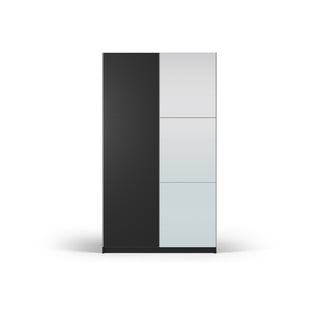 Dulap negru cu oglindă și uși glisante 122x215 cm Lisburn - Cosmopolitan Design
