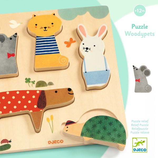 Puzzle din lemn Djeco „Animale de companie”-image-1