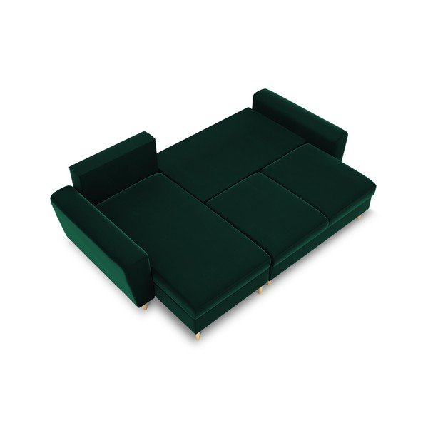 Colțar verde extensibil, cu spațiu de depozitare cu tapițerie din catifea Kyoto – Cosmopolitan Design-image-1