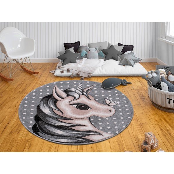 Covor gri pentru copii ø 133 cm Cute Unicorn - Hanse Home-image-1