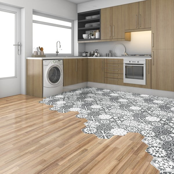 Set 10 autocolante impermeabile și anti-alunecare pentru podea Ambiance Hexagons Rosito, 20 x 18 cm-image-2