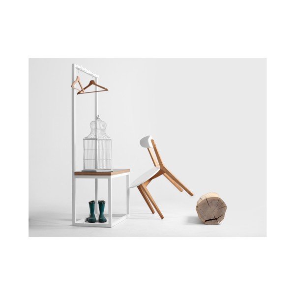 Cuier cu etajeră CustomForm Next, lățime 75 cm, alb-image-1