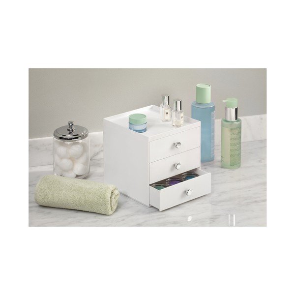 Cutie depozitare cu 3 sertare iDesign, înălțime 18 cm, alb-image-2