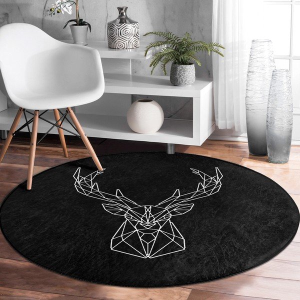 Covor rotund  negru lavabil adecvat și  pentru aspiratoare robot   ø 100 cm Comfort – Mila Home-image-3