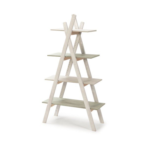 Bibliotecă cu construcție din lemn de pin pentru copii Marckeric Perle, alb-image-2