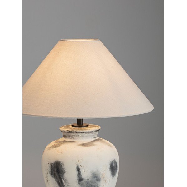 Veioză albă/gri din ceramică cu abajur textil (înălțime 55 cm) Lupe – Nova Luce-image-1