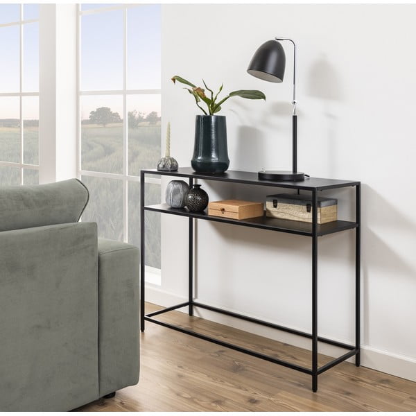 Masă tip consolă cu picioare metalice Actona Newcastle, negru-image-1