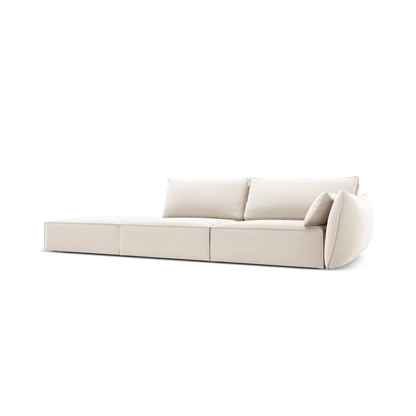 Canapea bej cu tapițerie din catifea, cu colț pe partea dreaptă 264 cm Vanda – Mazzini Sofas-image-2