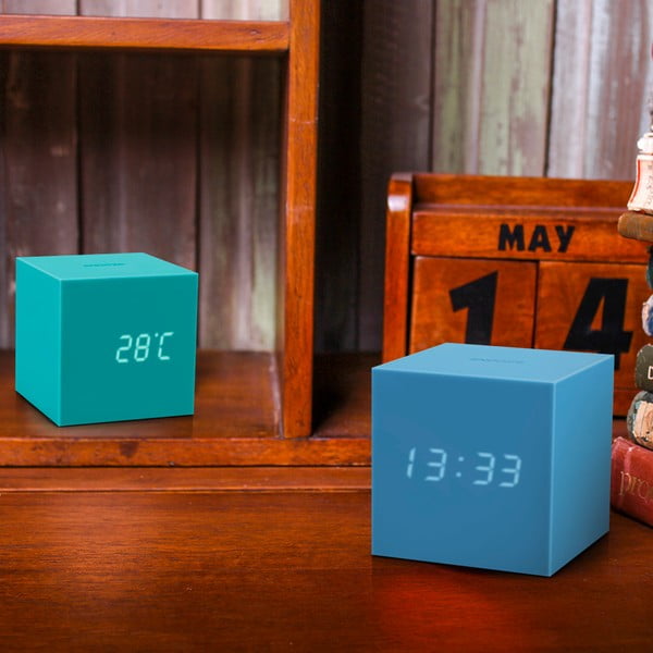 Ceas deșteptător cu LED Gingko Gravity Cube, albastru-image-4