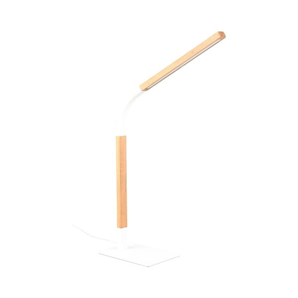 Veioză albă/în culoare naturală LED cu intensitate reglabilă cu abajur din lemn (înălțime 73,5 cm) Norris – Trio-image-2