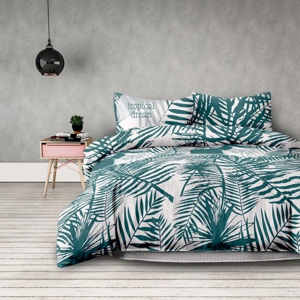 Set 2 huse pentru pilotă și 2 fețe de pernă din bumbac AmeliaHome Averi Bush, 155 x 220 cm + 80 x 80 cm-image-1