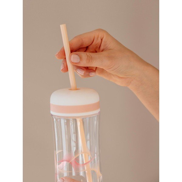 Sticlă cu dop și pai Equa Flow Wave 2 în 1, 800 ml, alb-roz-image-1