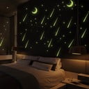 Autocolante fluorescente Ambiance Moon And Falling Stars