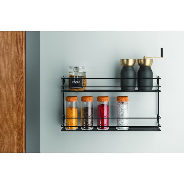 Organizator pentru mirodenii, de montat pe perete, din oțel Pepito – Metaltex-image-1