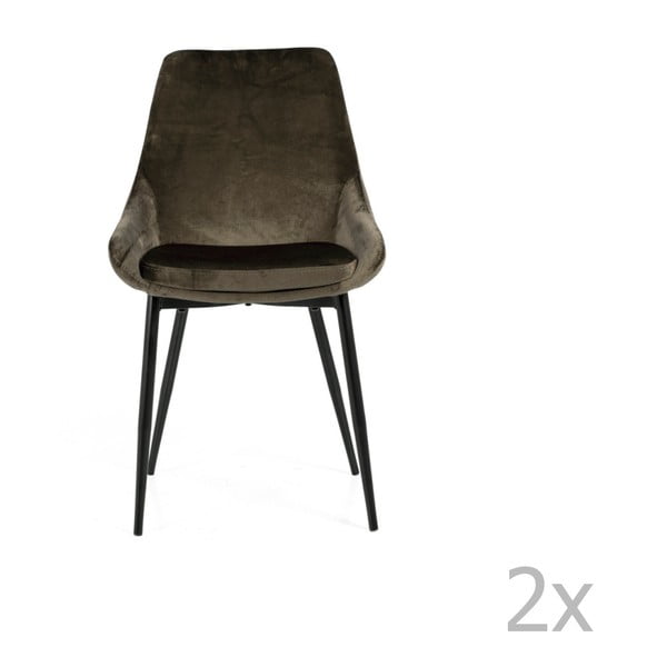 Set 2 scaune dining cu tapițerie din catifea Tenzo Lex, maro gri