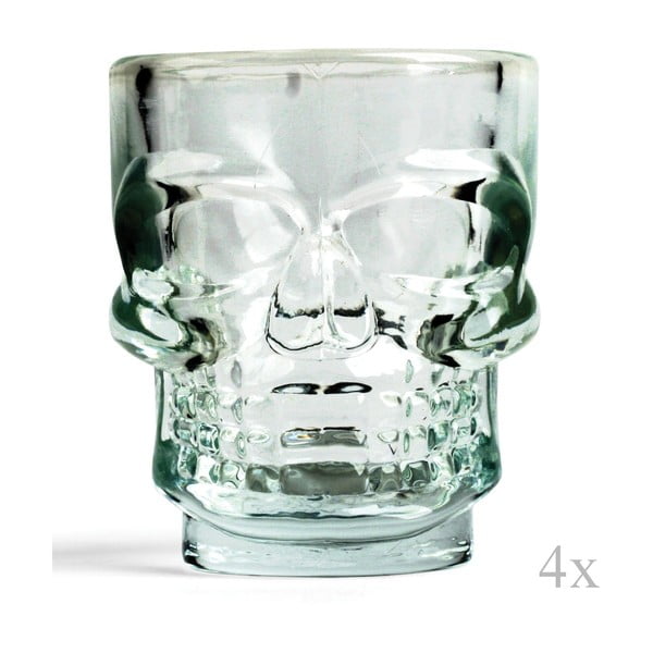 Set 4 pahare pentru băuturi spirtoase Kikkerland Skull, 30 ml