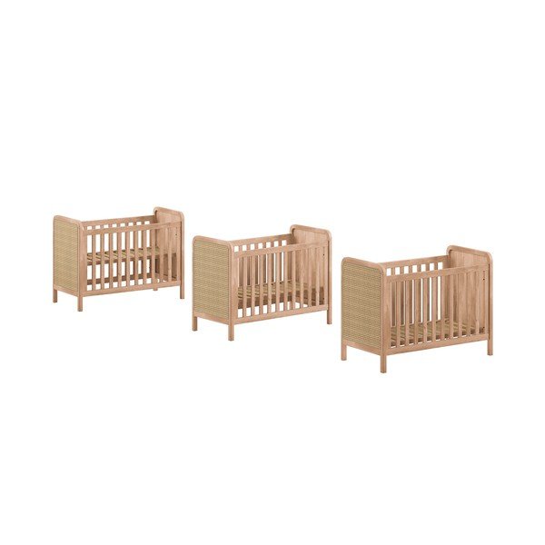 Pătuț în culoare naturală cu înălțime reglabilă 60x120 cm Woods – Vipack-image-2