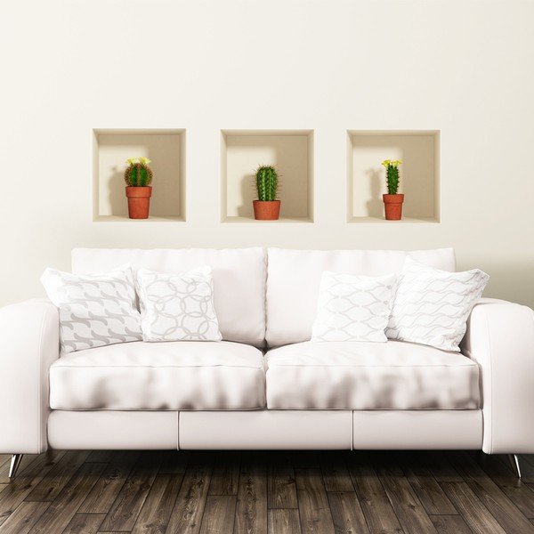 Set 3 autocolante Ambiance cu efect 3D Ambiance Cactus-image-1