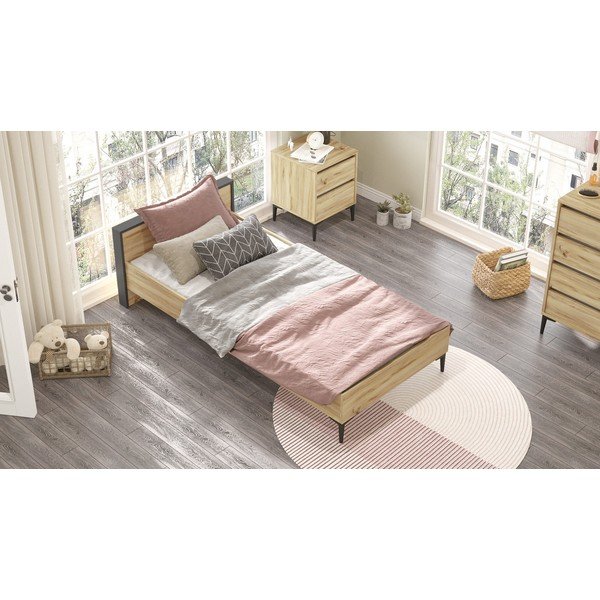 Pat în culoare naturală cu somieră 90x200 cm AR5 – Kalune Design-image-1