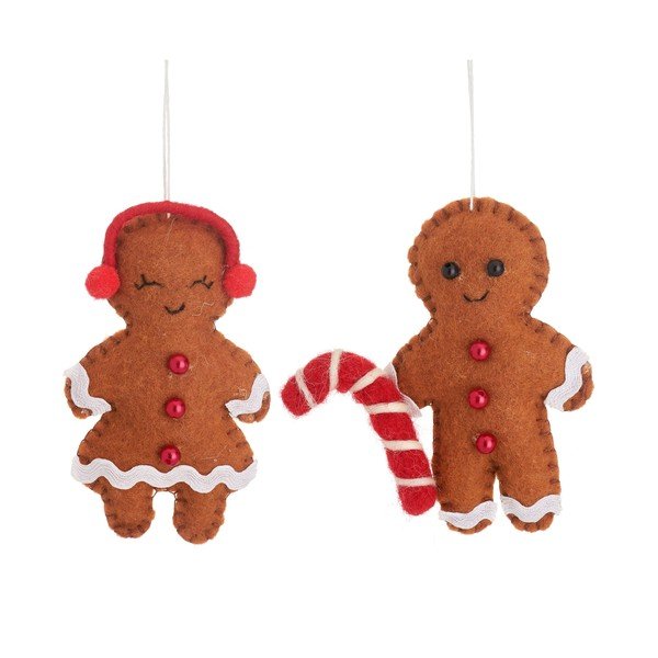 Ornamente de Crăciun lucrate manual 2 buc. din material textil 6,5 cm Gingerbread Couple – Sass & Belle