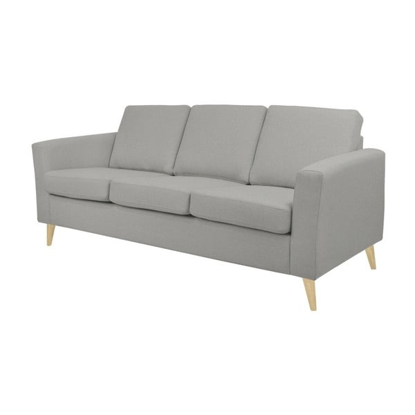 Canapea cu 3 locuri, cu picioarele culoare naturală, Helga Interiors Alex, gri deschis-image-2