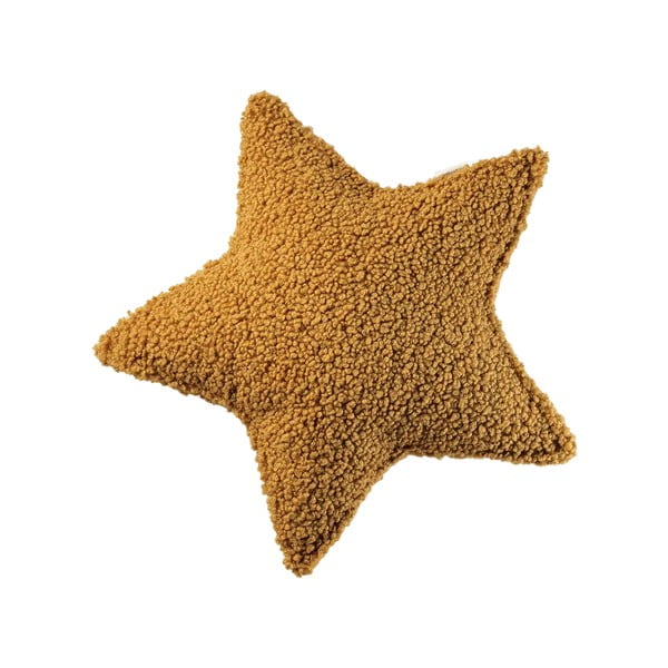 Pernă decorativă pentru copii maro cu tapițerie din țesătură bouclé Star – Wigiwama