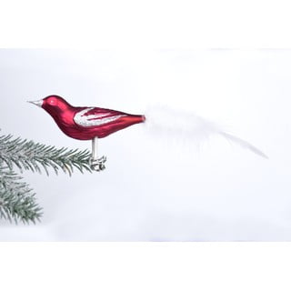Set de 3 ornamente roșii de Crăciun din sticlă în formă de pasăre Ego Dekor