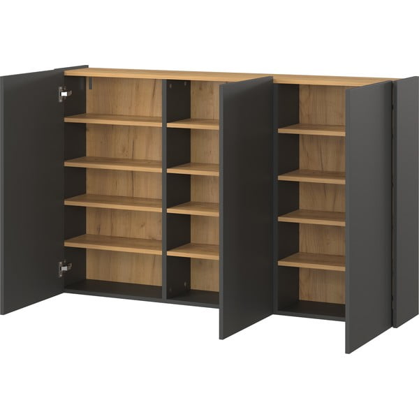 Dulap gri antracit cu aspect de lemn de stejar suspendat 138x87x25 cm Libbiano – Germania-image-3