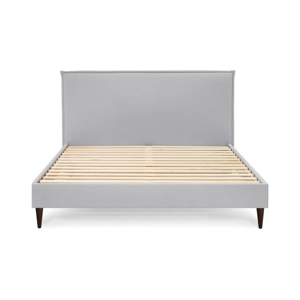 Pat matrimonial 180x200 cm gri deschis tapițat cu somieră Sary – Bobochic Paris-image-3